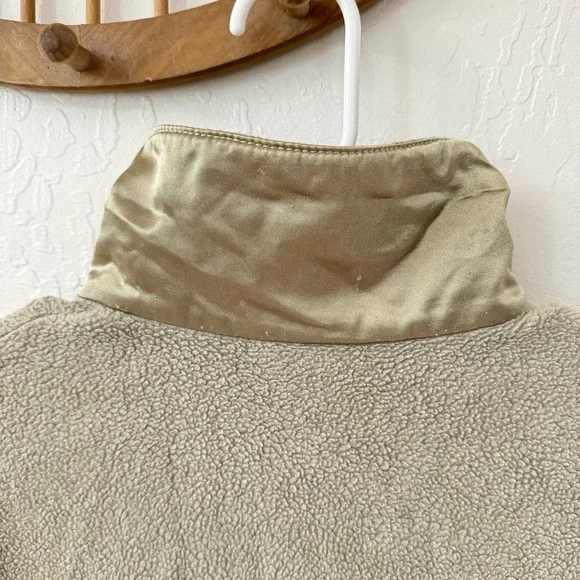 Vintage Hot Cotton By Marc Ware Sage Green Teddy Sherpa Button Down Shacket M - Picture 10 of 15